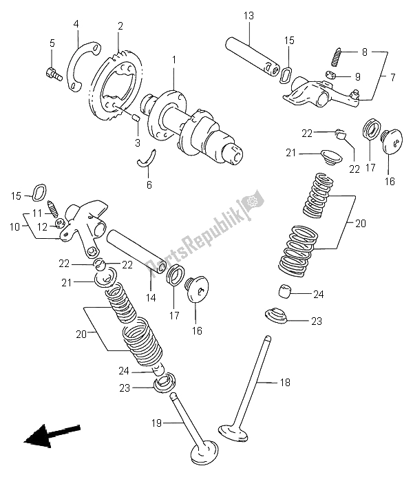 Todas las partes para árbol De Levas Y Válvula de Suzuki LT A 500F Quadmaster 2000