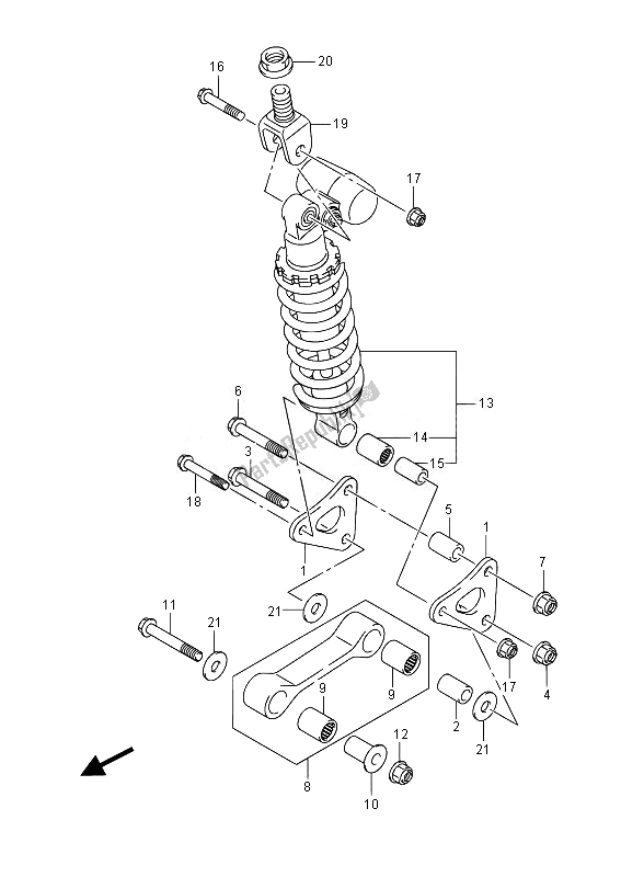 All parts for the Rear Cushion Lever (gsx-r1000) of the Suzuki GSX R 1000 2014