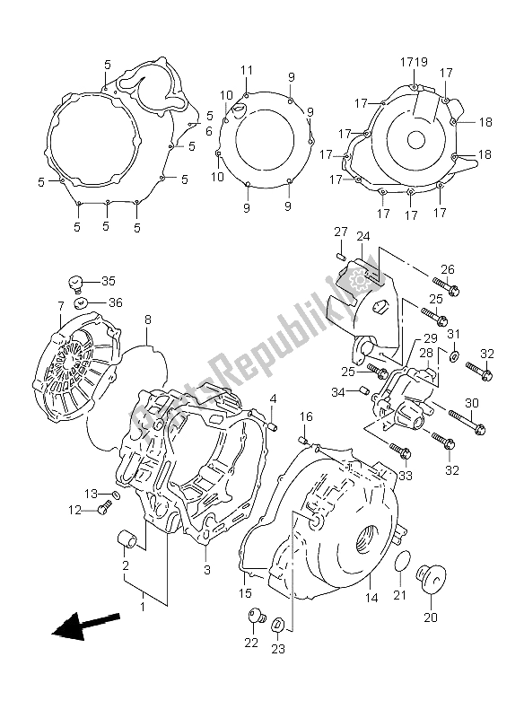 Tutte le parti per il Coperchio Del Carter del Suzuki TL 1000R 1998