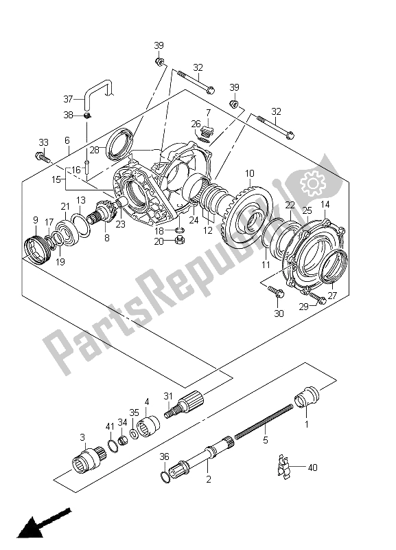 All parts for the Final Bevel Gear (rear) of the Suzuki LT A 750 XPZ Kingquad AXI 4X4 2011