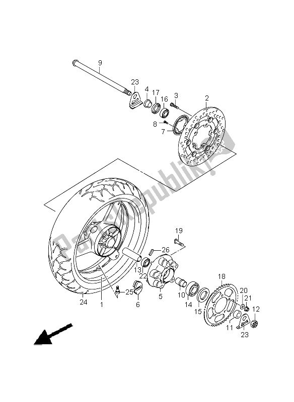 All parts for the Rear Wheel (sv650a-ua-sa-sua) of the Suzuki SV 650 Nsnasa 2008