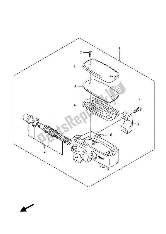 All parts for the Front Master Cylinder (vzr1800 E19) of the Suzuki VZR 1800 M Intruder 2014