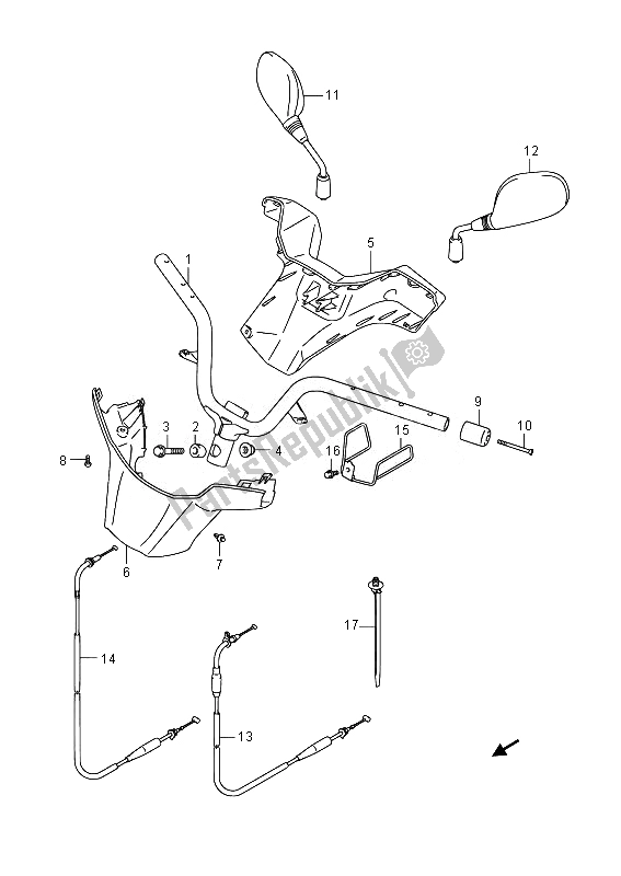 All parts for the Handlebar of the Suzuki UH 125A Burgman 2014