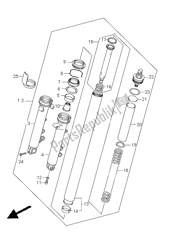 All parts for the Front Fork Damper of the Suzuki GSX 650 FA 2009