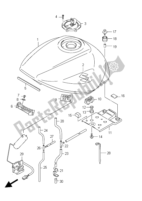 Alle onderdelen voor de Brandstoftank (gsf1250sa E21) van de Suzuki GSF 1250 SA Bandit 2012