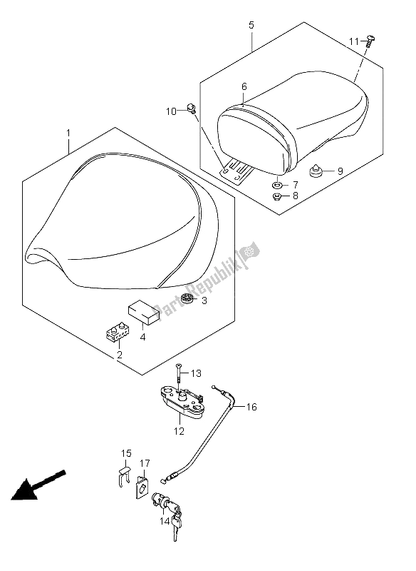 All parts for the Seat of the Suzuki VL 250 Intruder 2006