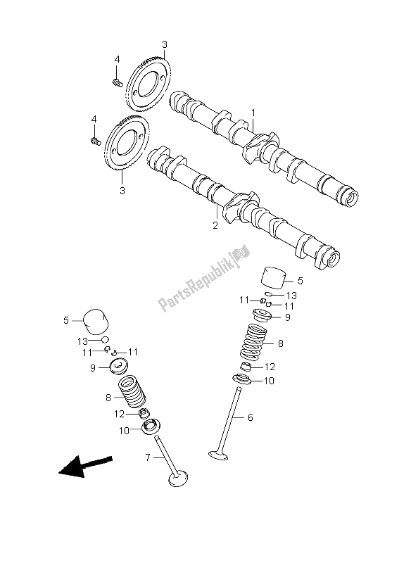 All parts for the Cam Shaft & Valve of the Suzuki GSF 1250 Nsnasa Bandit 2008