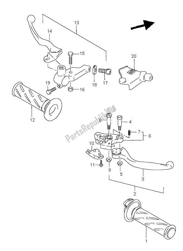 Tutte le parti per il Leva Della Maniglia del Suzuki GSX 750 2001