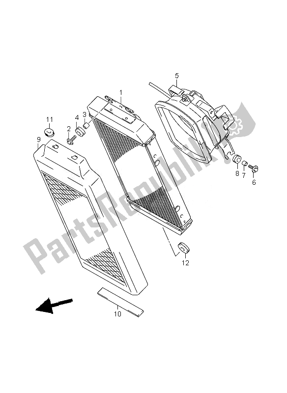 All parts for the Radiator of the Suzuki C 800 VL Intruder 2010