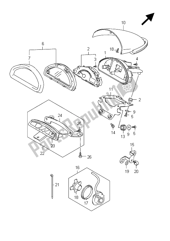 Toutes les pièces pour le Compteur De Vitesse (vz800 E24) du Suzuki VZ 800 Intruder 2012