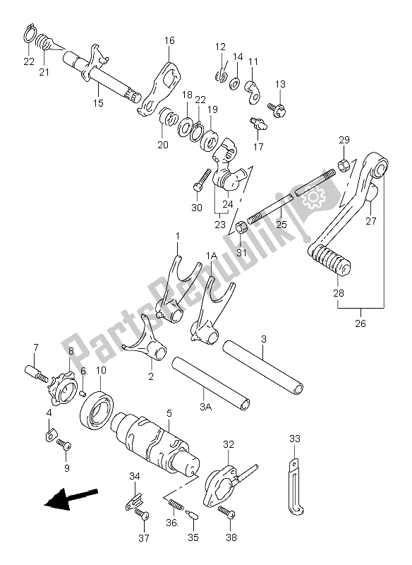 All parts for the Gear Shifting of the Suzuki TL 1000R 2000