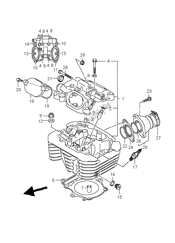 Tutte le parti per il Testata del Suzuki LT A 400 Eiger 4X2 2004