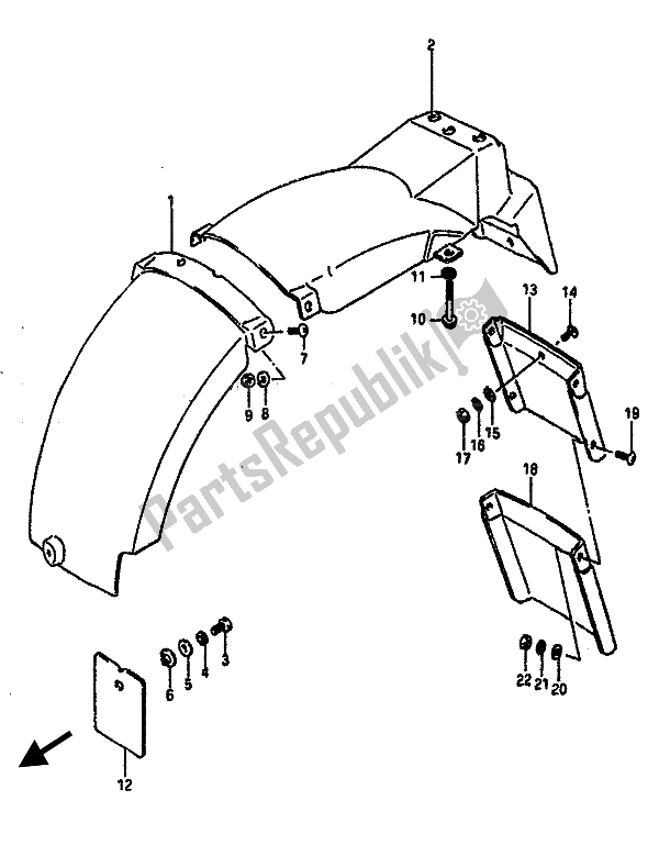 All parts for the Rear Fender of the Suzuki GSX R 1100 1988