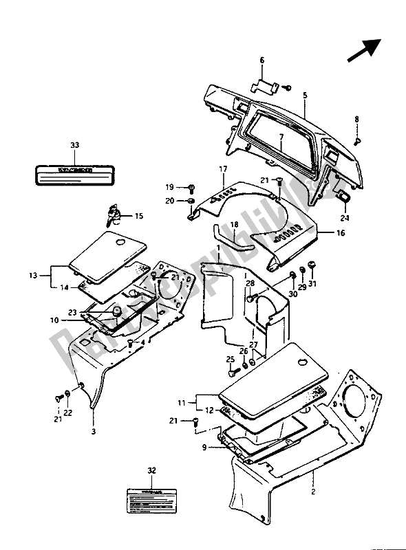 Alle onderdelen voor de Binnenbekleding (gv1400gd) van de Suzuki GV 1400 GD 1988