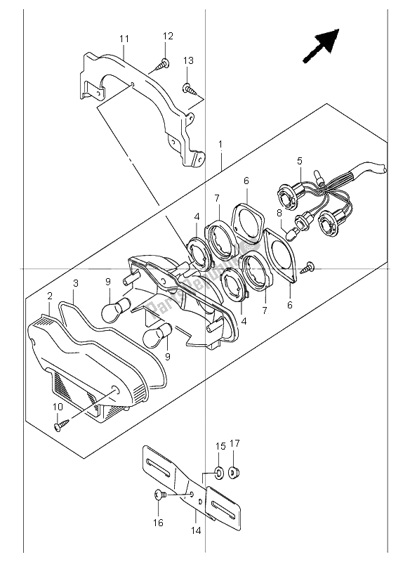 All parts for the Tail Lamp of the Suzuki GSF 1200 Nszsz Bandit 2005