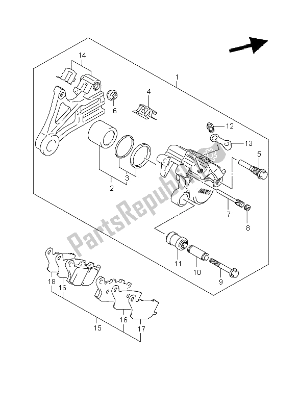 Todas las partes para Pinza Trasera de Suzuki DL 1000 V Strom 2008