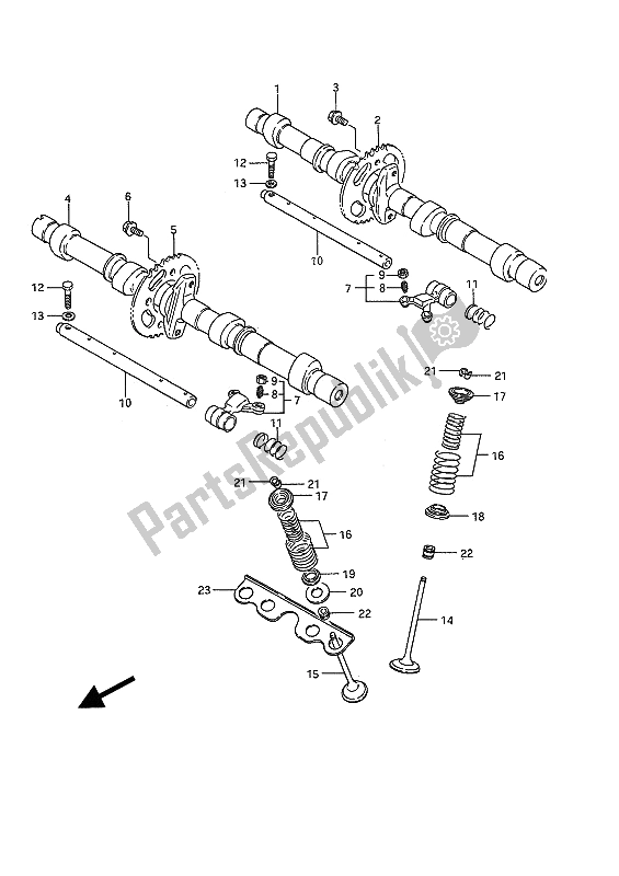 All parts for the Cam Shaft & Valve of the Suzuki GSX 1100F 1994