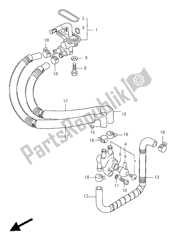 All parts for the Fuel Cock of the Suzuki VS 1400 Intruder 2000