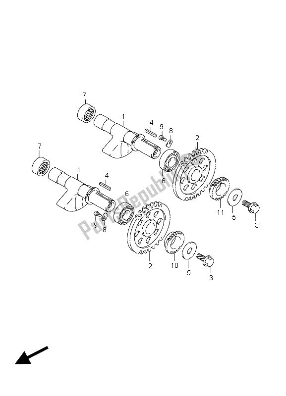 All parts for the Crankbalancer of the Suzuki LT A 750X Kingquad AXI 4X4 Limited 2008