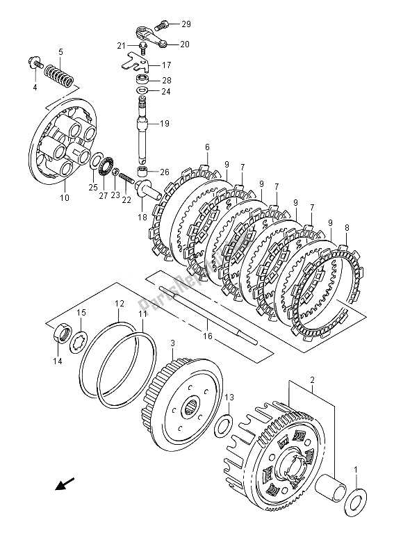 All parts for the Clutch of the Suzuki GW 250 Inazuma 2014