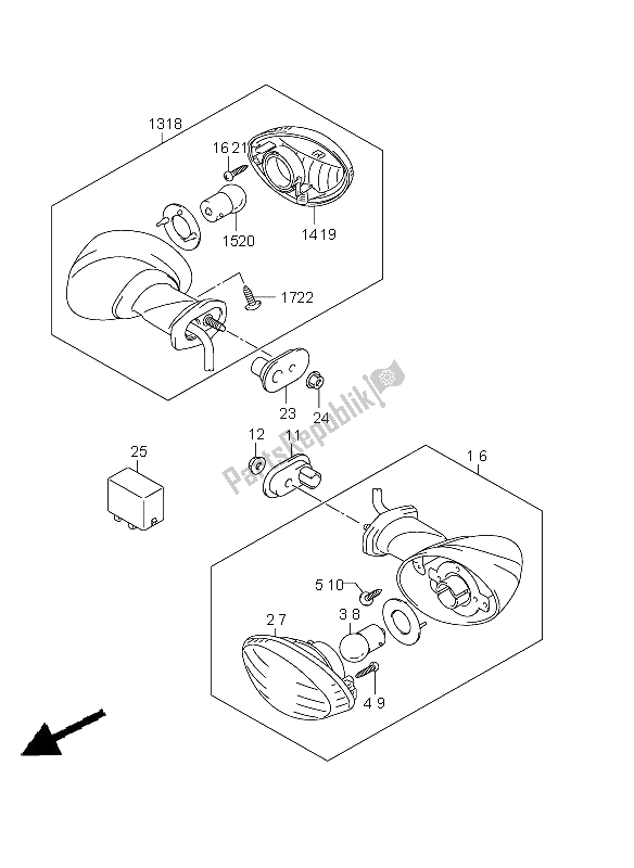 Alle onderdelen voor de Richtingaanwijzer Lamp (gsf1250 E24) van de Suzuki GSF 1250A Bandit 2011