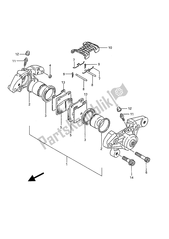 All parts for the Rear Calipers of the Suzuki GSX 1100F 1990