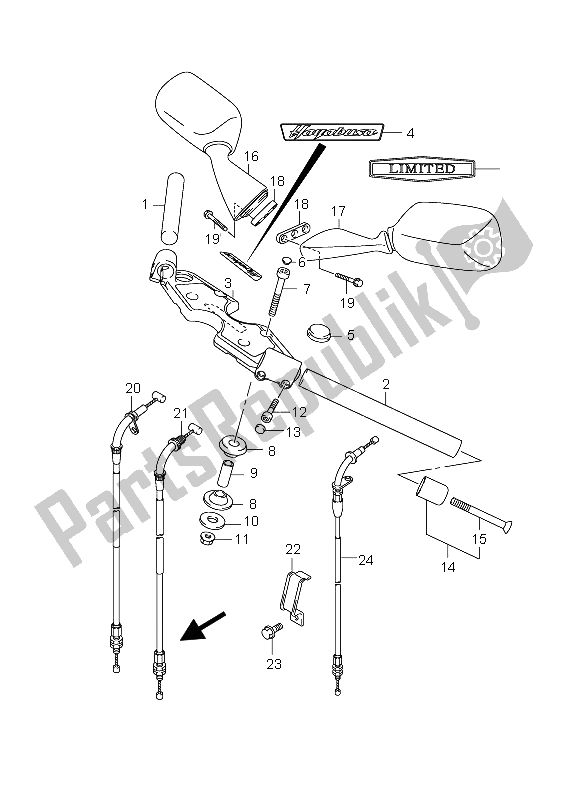 Alle onderdelen voor de Stuur van de Suzuki GSX 1300R Hayabusa 2005