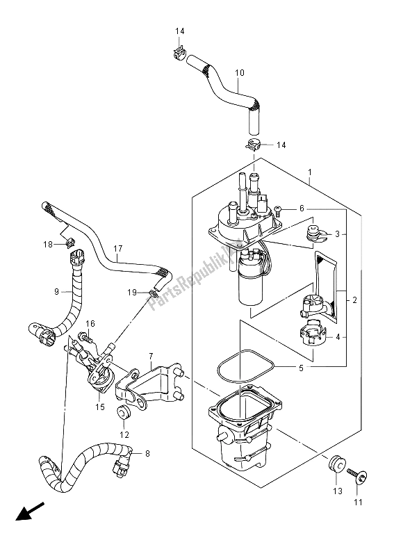 Toutes les pièces pour le Pompe à Essence du Suzuki LT A 400 FZ Kingquad ASI 4X4 2015