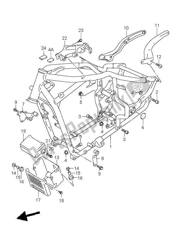 Alle onderdelen voor de Kader van de Suzuki VL 1500 Intruder LC 1999