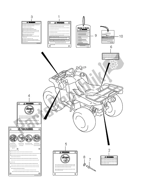 Wszystkie części do Etykieta Suzuki LT A 750 XPZ Kingquad AXI 4X4 2010