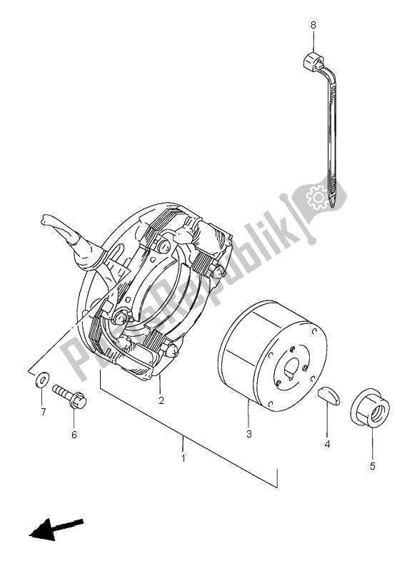 All parts for the Magneto of the Suzuki RM 80 2001