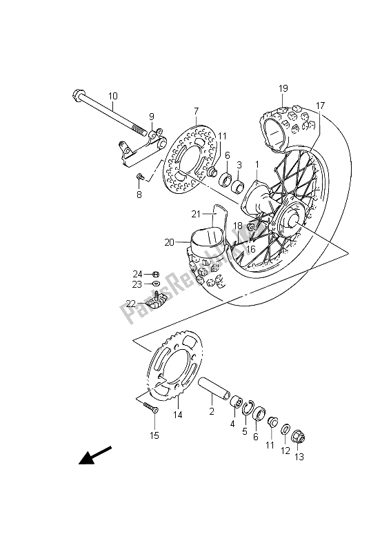 Toutes les pièces pour le Roue Arrière (sw) du Suzuki RM 85 SW LW 2015