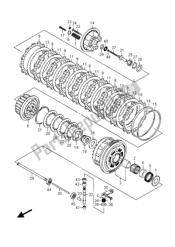 All parts for the Clutch of the Suzuki GSX R 1000 2014