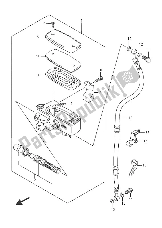 All parts for the Front Master Cylinder of the Suzuki VZ 800 Intruder 2016