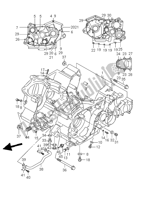 All parts for the Crankcase of the Suzuki VL 800C Volusia 2008