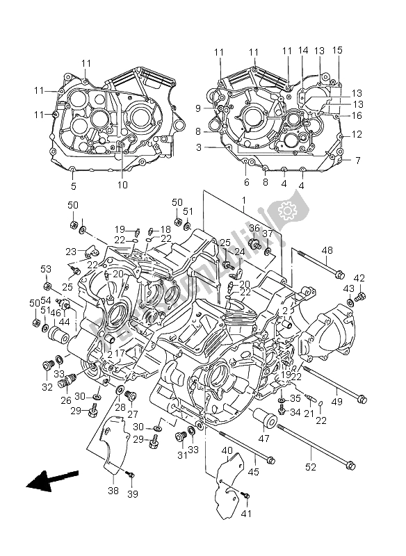 All parts for the Crankcase of the Suzuki VL 1500 Intruder LC 2003