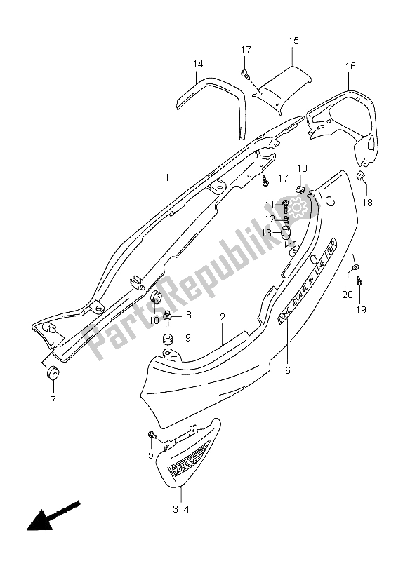 Tutte le parti per il Copertura Telaio (gsf1200sa) del Suzuki GSF 1200 Nssa Bandit 1999