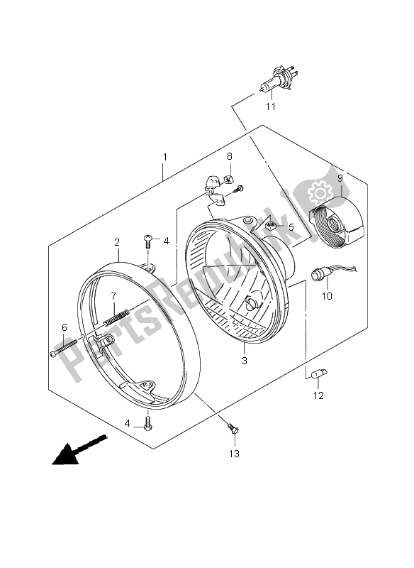 All parts for the Headlamp (sv650-u E2-e19) of the Suzuki SV 650 NS 2005