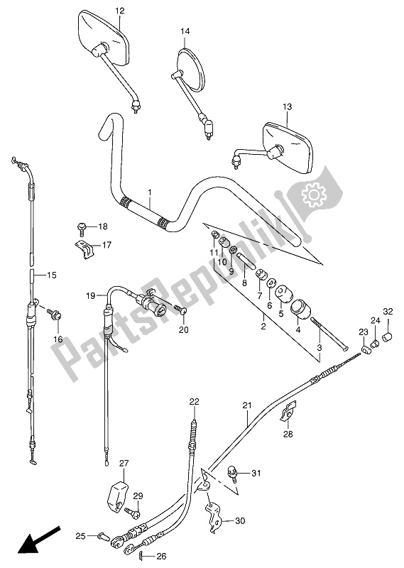 All parts for the Handlebar of the Suzuki VS 800 GL Intruder 1992