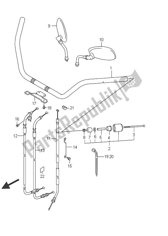 Tutte le parti per il Manubrio (vl800c E19) del Suzuki C 800 VL Intruder 2011