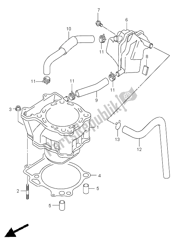 All parts for the Cylinder of the Suzuki DR Z 400E 2009