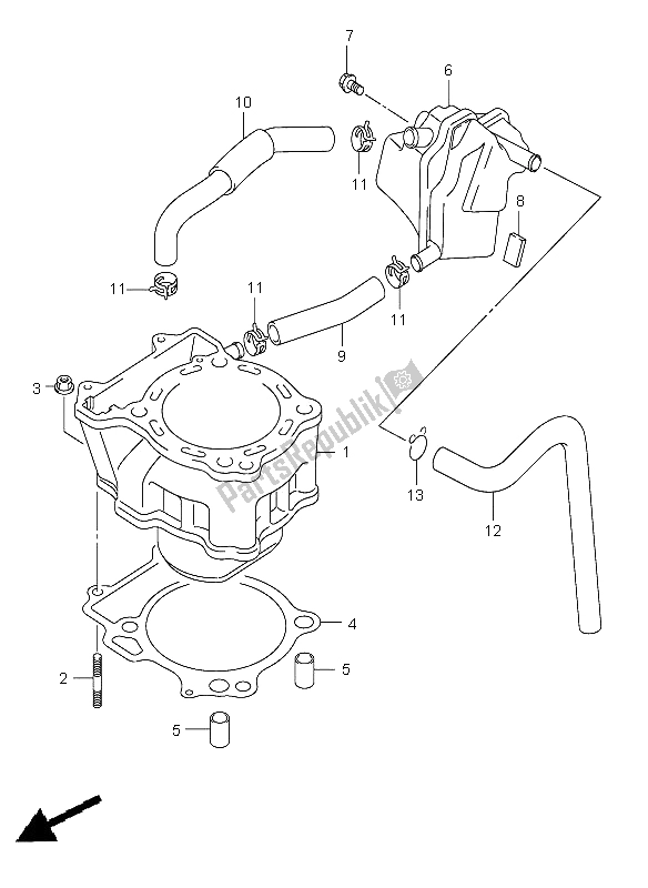 All parts for the Cylinder of the Suzuki DR Z 400E 2009