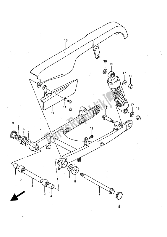 Todas as partes de Braço Oscilante Traseiro do Suzuki LS 650 FP Savage 1989