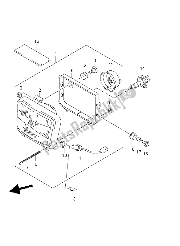 All parts for the Headlamp of the Suzuki DR Z 400S 2002