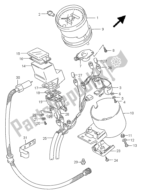 All parts for the Speedometer of the Suzuki VS 800 Intruder 2002