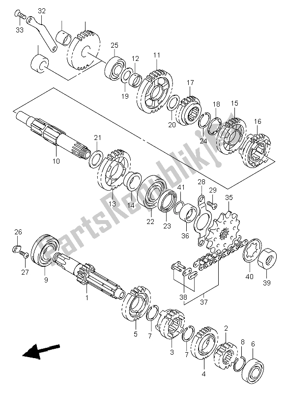 All parts for the Transmission of the Suzuki DR Z 400E 2004