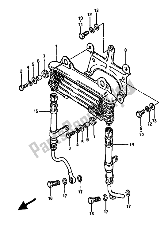 Tutte le parti per il Radiatore Dell'olio del Suzuki GSX 550 1985