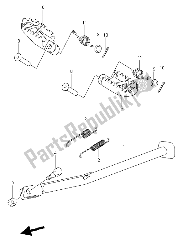 All parts for the Stand of the Suzuki DR Z 400E 2003