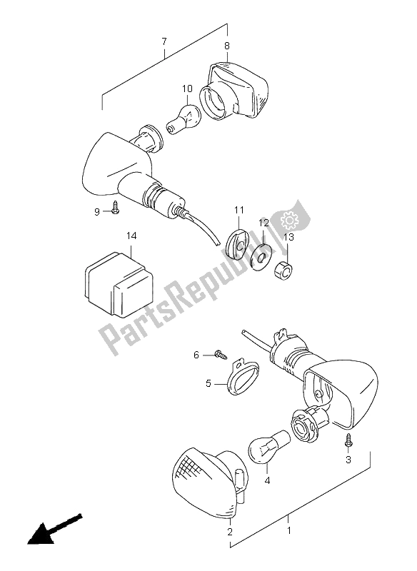 All parts for the Turn Signal Lamp of the Suzuki XF 650 Freewind 2001