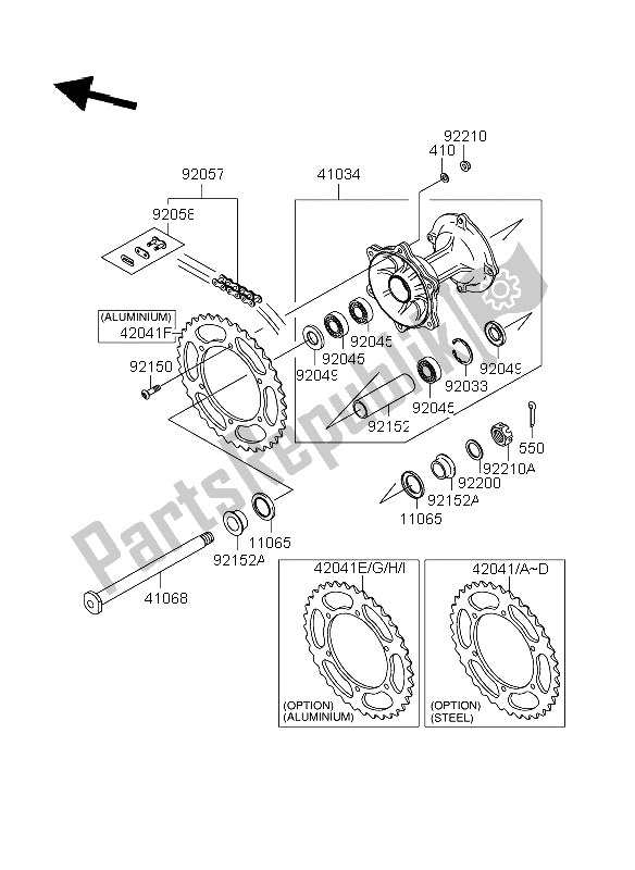 All parts for the Rear Hub of the Suzuki RM Z 250 2006